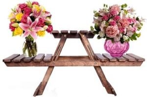 HYMS mango wood flower plant stand